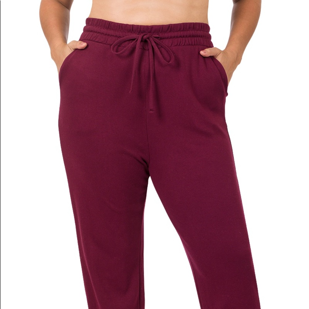 Soft Cotton Joggers (Size 1X - 3X/ Color: Burgundy)
